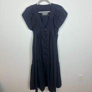 Anthropologie | Dresses | Anthropologie The Renee Flutter Sleeve Linen  Button Front Midi Dress S | Poshmark